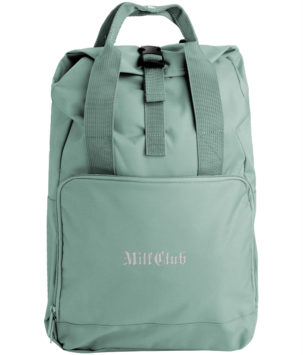 MilfClub Embroidered Twin Handle Roll-Top Backpack